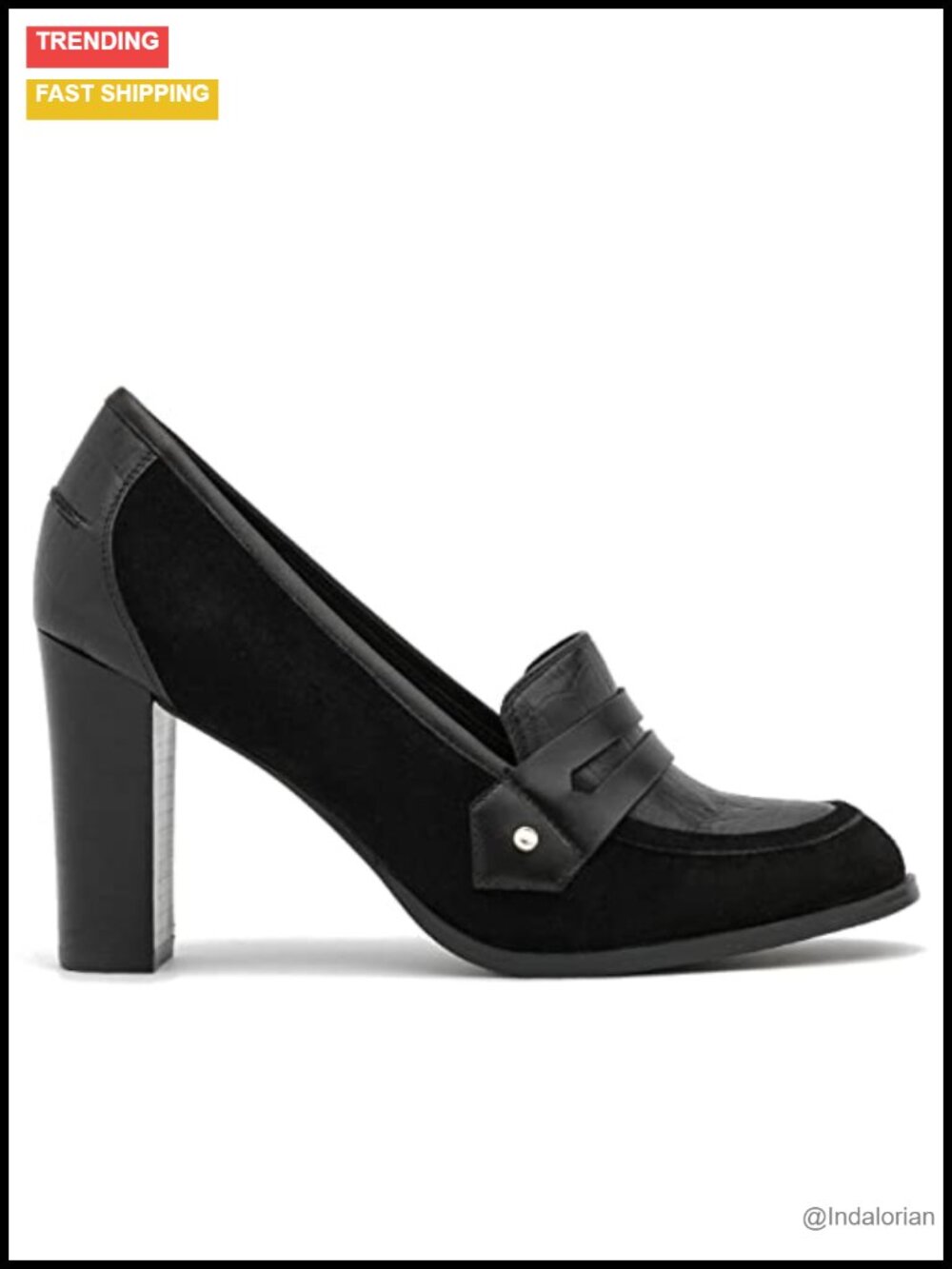 Women's Chunky Block Heel Slip On Loafers Faux Leather Pumps